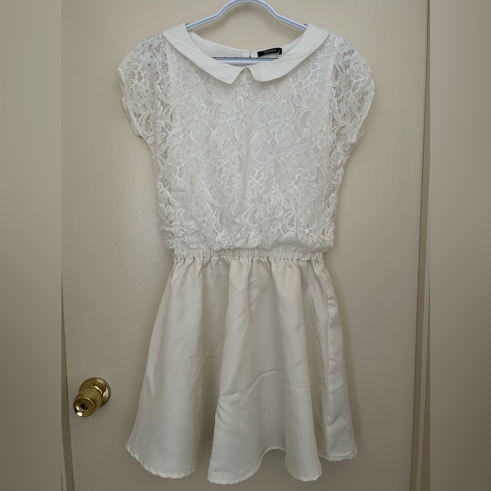 White Collared Laced Dress